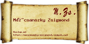 Mácsanszky Zsigmond névjegykártya